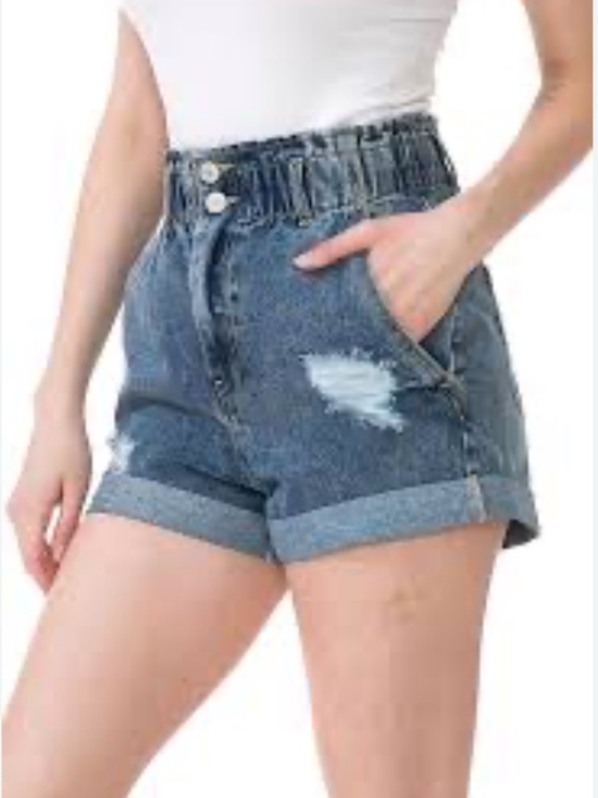 Love Tree Pants - Love Tree High-Waist Distressed Paper Bag Style Shorts  Size-Large Y2K Grunge